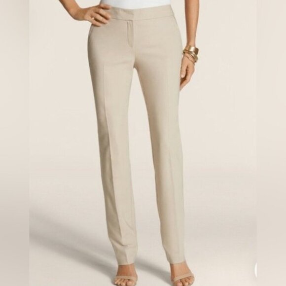 Chico's LIKE NEW So Slimming flat front straight leg khaki work pants size 12/14 - Picture 1 of 5